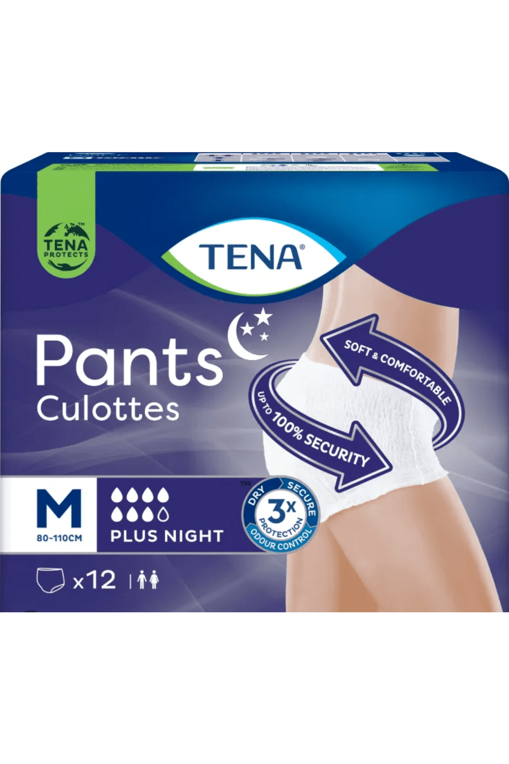 TENA Pants Plus Night Media 12pz – Mutandine Assorbenti per Incontinenza Notturna con Elevata Protezione