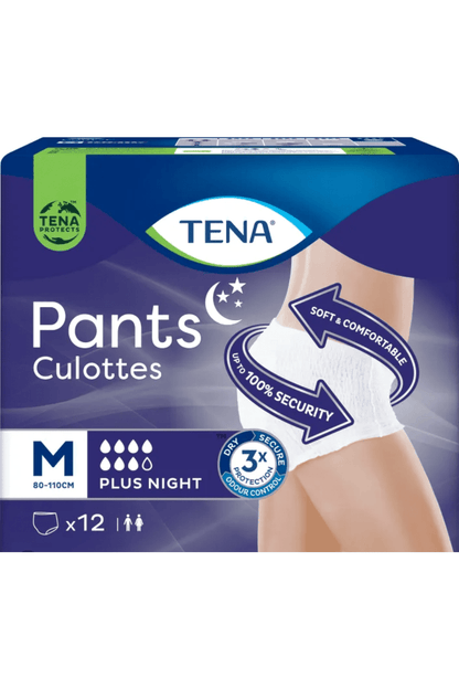 TENA Pants Plus Night Media 12pz – Mutandine Assorbenti per Incontinenza Notturna con Elevata Protezione