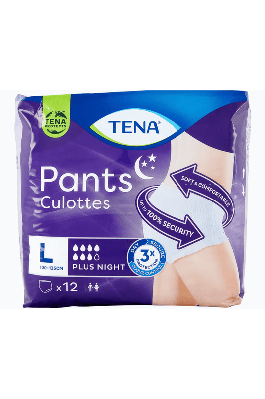 TENA Pants Plus Night Large PZ.12 – Mutandine Assorbenti Notturne per Incontinenza, Taglia Large