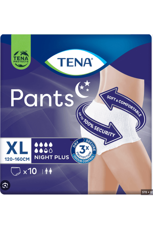 TENA Pants Plus Night Extra Large PZ.10 – Mutandine Assorbenti Notturne per Incontinenza, Taglia XL