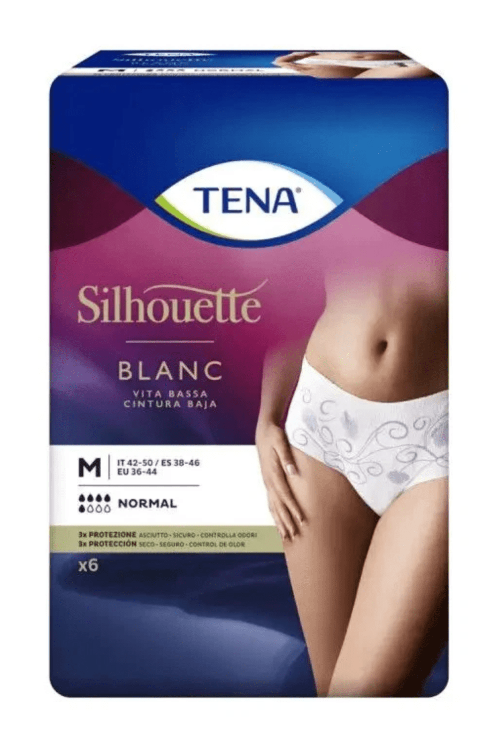 TENA Silhouette Blanc Normal Medium PZ.6 – Mutandine Assorbenti Bianche per Incontinenza Femminile Discreta