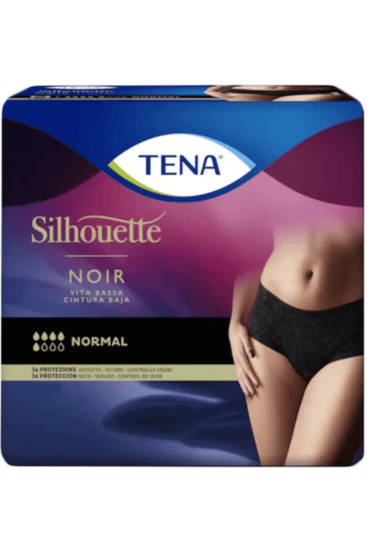TENA Silhouette Noir Normal Medium PZ.10 – Mutandine Assorbenti Nere per Incontinenza Femminile Discreta