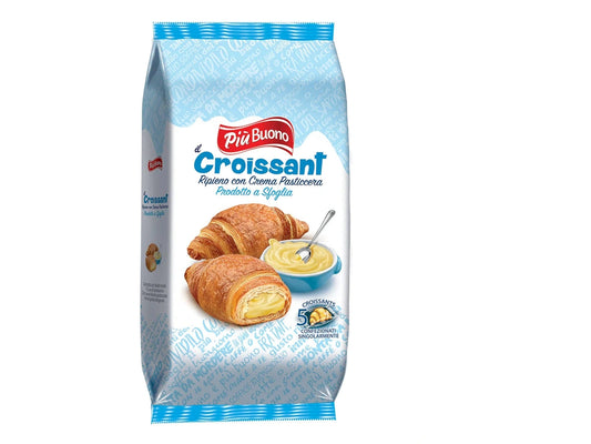 PiùBuono  Croissant 225g con Crema – Soffici Cornetti Ripieni per Colazione e Merenda dal Gusto Autentico
