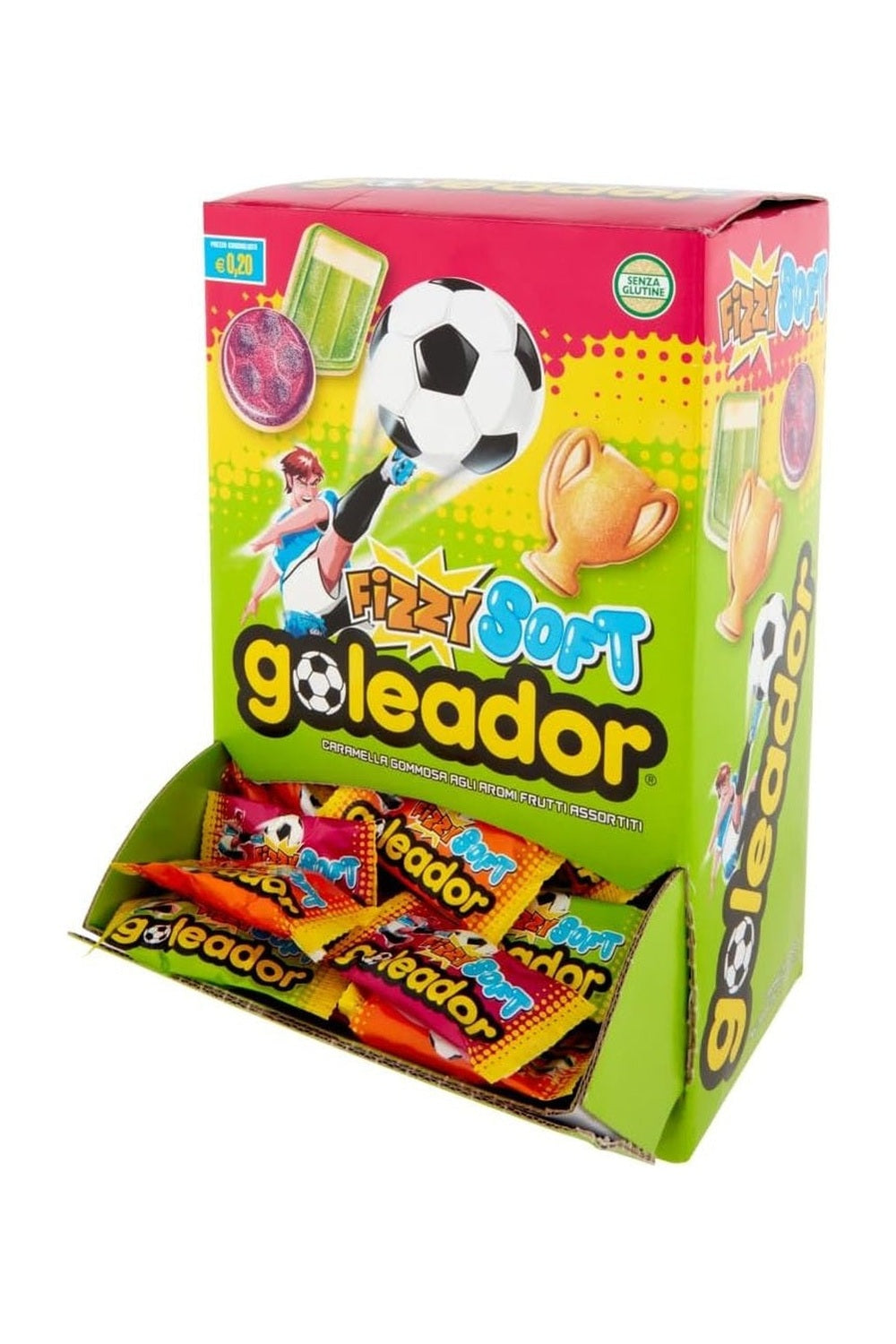 Goleador Fizzy Soft – Caramelle Gommose Sour, Gusti Assortiti, 180 Pezzi Monoporzione, 3 Forme Diverse, Ideali da Condividere