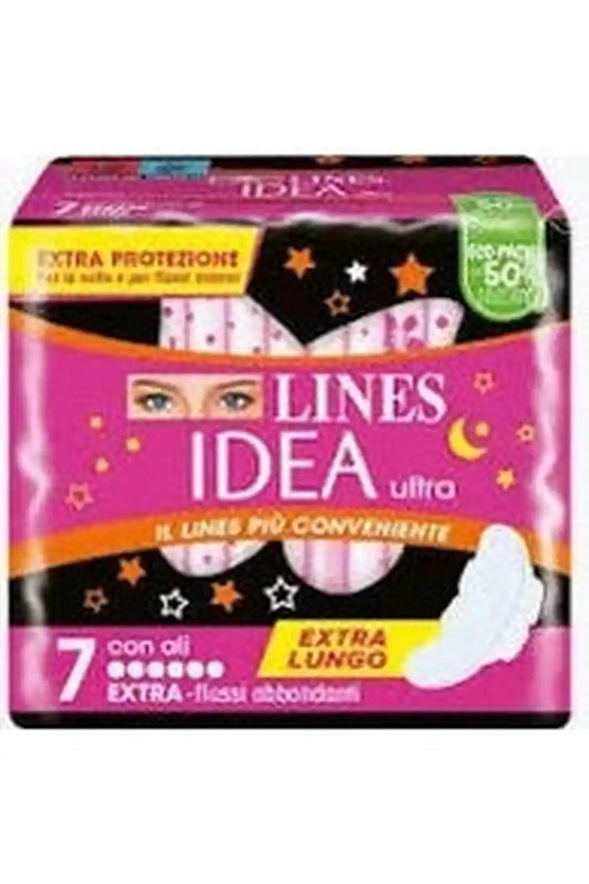 Lines Idea Ultra Assorbenti con Ali – 7 Pezzi | Per Flussi Abbondanti, Massima Assorbenza e Comfort Garantito