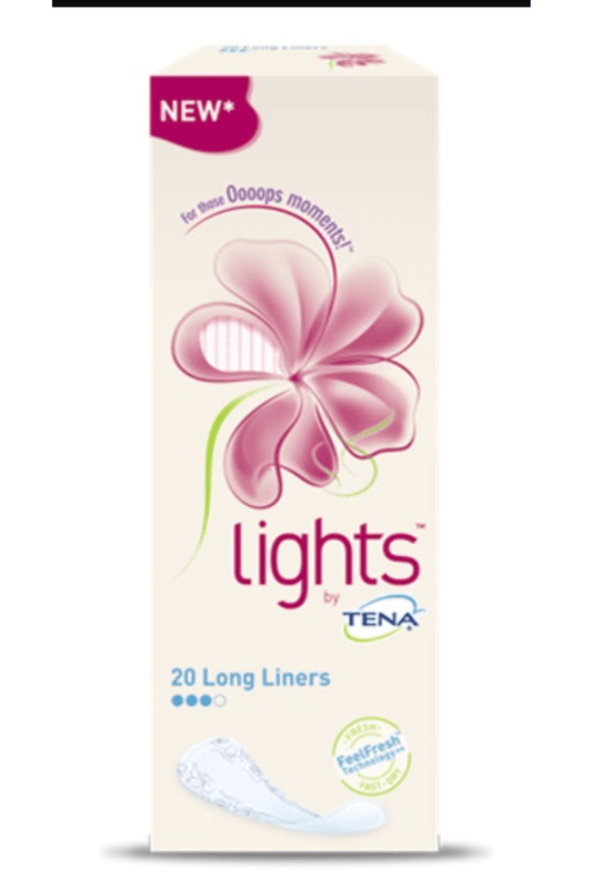 TENA Lights Sensitive Long 20pz – Protezione Ultra Leggera per Perdite Urinarie con Cura della Pelle Sensibile